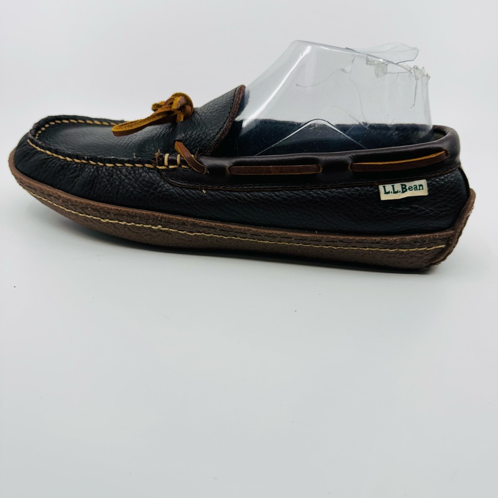 L.L.Bean Men's Handsewn Flannel-Lined Slippers Color Brown SZ 8 - Picture 4 of 9
